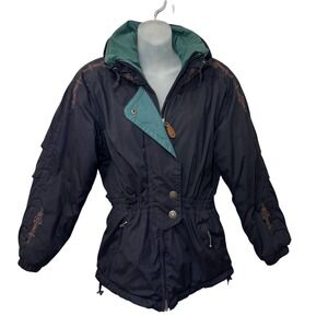 Obermeyer Soho Ski Jacket Womens‎ 4 Navy Blue Teal Insulated Winter Coat